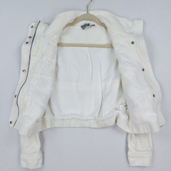 Athleta Jacket Womens Small White Sahara Cropped Linen Moto Full Zip Casual - Picture 9 of 16